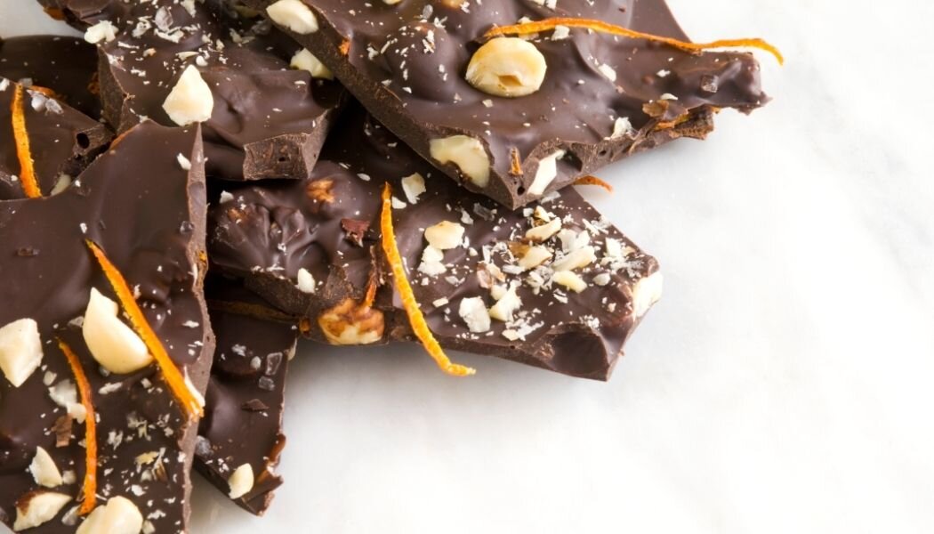 Chocolate+Bark+-+Canva+-+business+card+size+-+2020.10.29 a piece of cake covered in chocolate