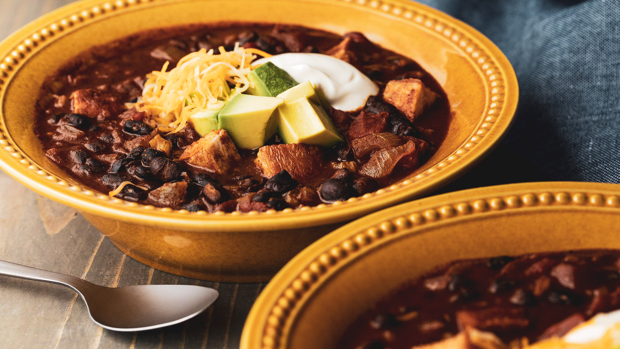 Left Over Turkey Chili a bowl of food on a plate