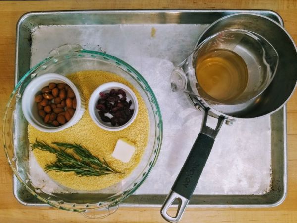 a bowl of food on a table