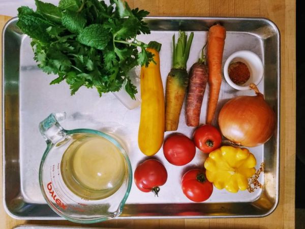 a tray of food on a table